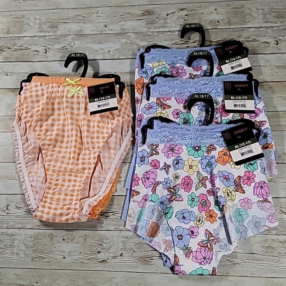 NEW NoBo Juniors XL Size 15-17 6 Pair Cheeky 2 Bikini Underwear Panties 8 Total